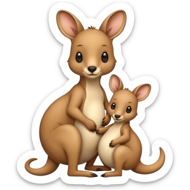 A kangaroo which has its baby kangaroo in its pouch(marsupium) sticker