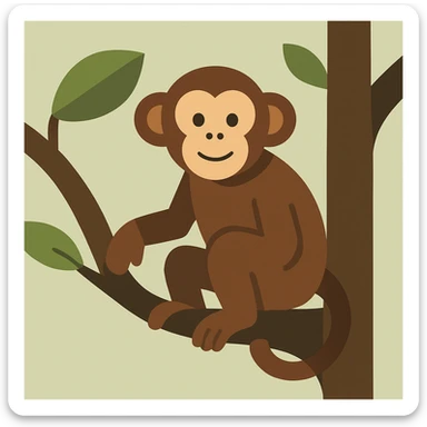 Flat design style monkey in the tree sticker