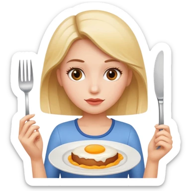 girl with plate and fork in her hand sticker