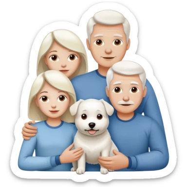 parents, daughter and a white dog sticker