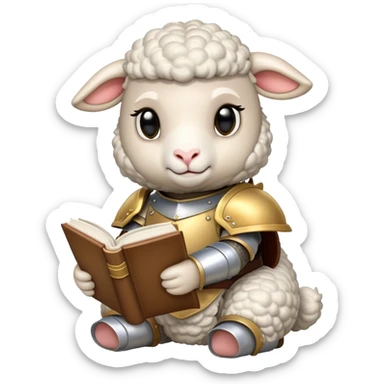 Lamb woth armor reading sticker