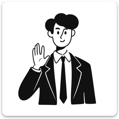 man in a suit raising his hand sticker