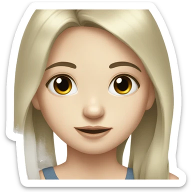 portrait of a girl with necklace dark hair and pale skin sticker