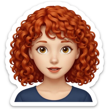 Mulher ruiva cabelo cacheado com franja rebelde  sticker