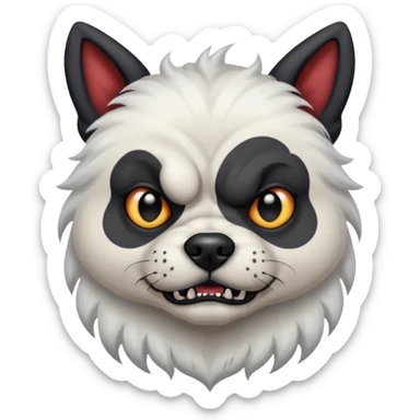 tattooed scary looking dog with heavy face tattoes, white dog sticker