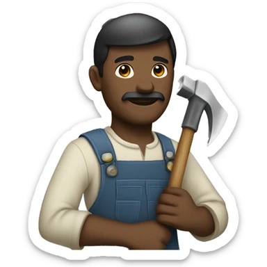 Man holds a sickle in one hand and a hammer in the other sticker