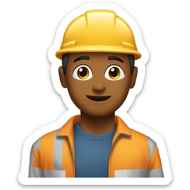 Man in hardhart putting up shelves in a warehouse  sticker