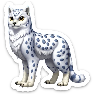 Beaked beaky beak-mouthed Realistic wild natural elegant pretty beautiful handsome shiny colorful furry 4-legged digitigrade snow-leopard-snowy-owl-arctic-fox-gryphon-griffin-fusion-hybrid-fursona-furry-animal-creature, full body, hyper-realism, long tufted tail sticker