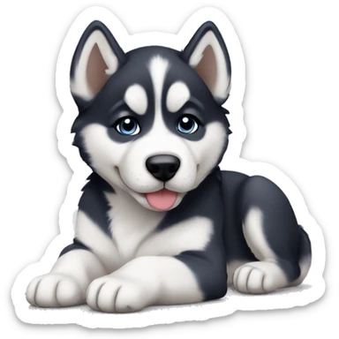 Husky puppy laying sticker