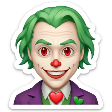 The Joker villain with a heart surrounding him sticker
