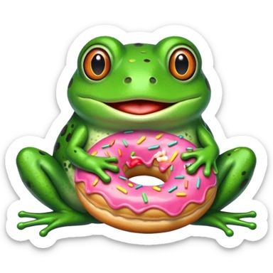 Frog with a donut sticker