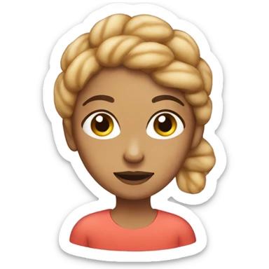 A woman with her hair pulled to the side and ate melon bread sticker