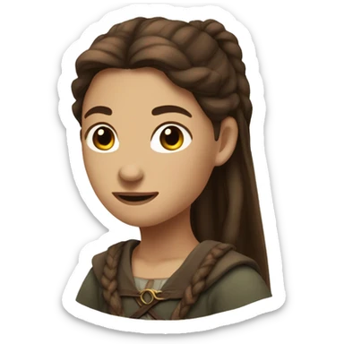 female character with brown ponytail hair in Lord of the rings style sticker