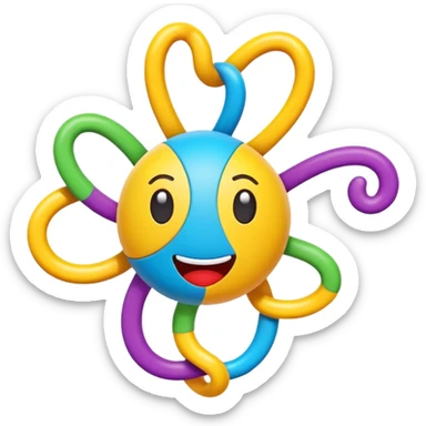 silly tangle toy with a cartoonish expression playful emoji style sticker