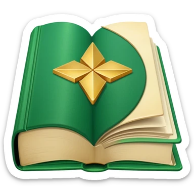 Book with emerald cover, golden corners, open page showing √x formula
Colour scheme: #046307
#E7D7C9
#F9F7F3
#3B2C26 sticker