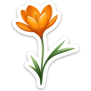 single Crocus Orange, straight stem sticker