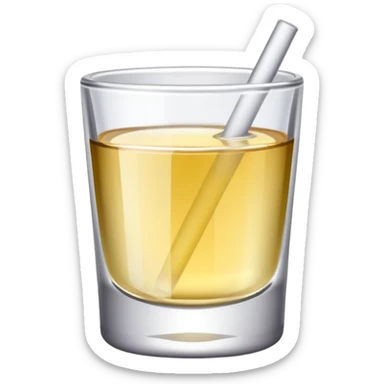 Shot glass with white tea alcohol sticker