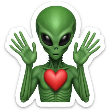 xenomorph from the movie Alien making heart sign with hands sticker