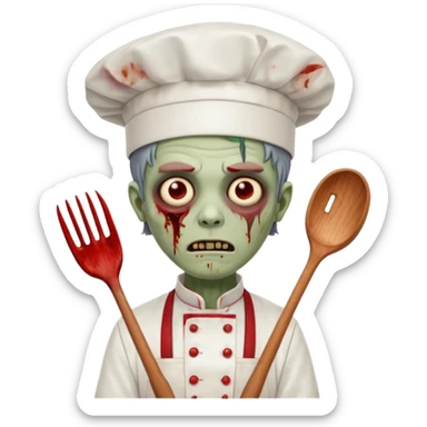 black zombi man chef sticker