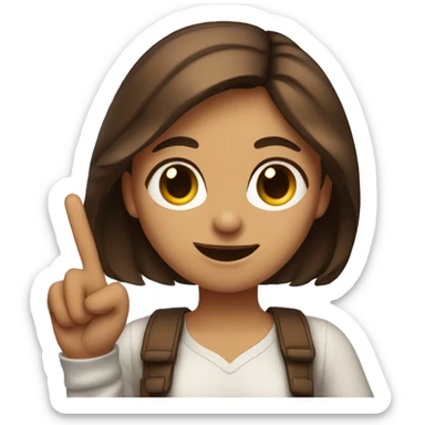 brown haired girl, sticking tongue out and holding peace sign with fingers  sticker