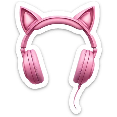 Rose-pink gaming headphones with cat ears sticker