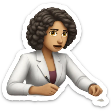 Light skinned Hispanic woman stressed out studying for the bar exam while thinking about cameras  sticker