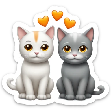 two cats in love, one grey and one orange sticker