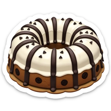 Cookies & cream Bundt cake with only white frosting stripes  sticker