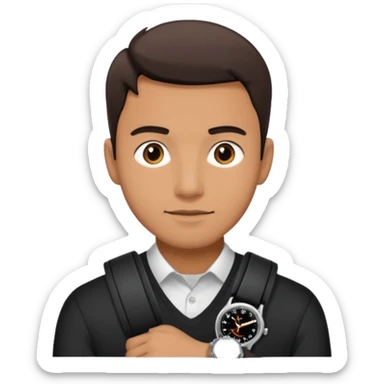 man wearing a black strap watch sticker