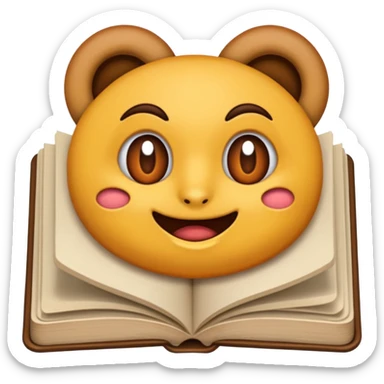 Lectura libro abierto marron sin fondo y sin tantas paginas, como uno de los primeros sticker