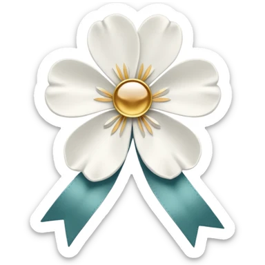 white sakura with a velvet ribbon sticker