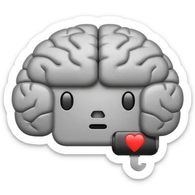 brain emoji with a low battery logo sticker