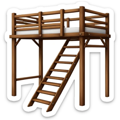 wooden cabin bed with ladder sticker