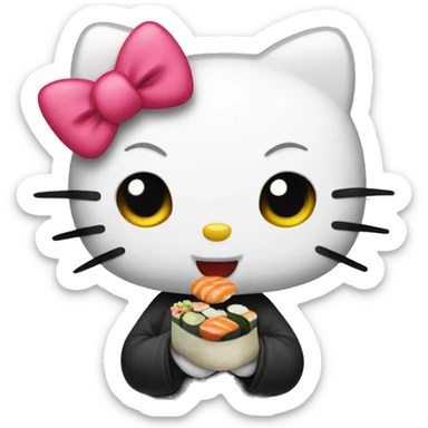hello kitty eating sushi sticker