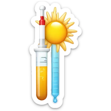 a syringe with a sun inside sticker