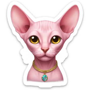 Pink sphinx cat with different eye colors  sticker