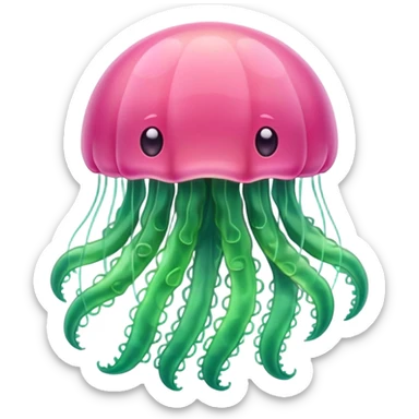 Cute green pink jellyfish sticker