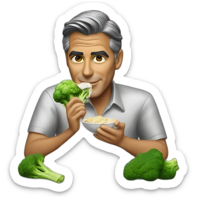 george clooney eating chicken and broccoli sticker