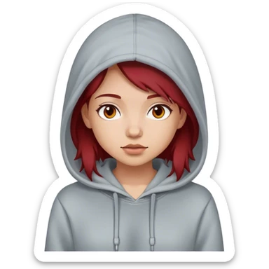 Dark red hair Girl wearing a hoodie  sticker