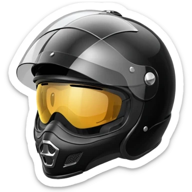 Biker helmet black in colour including the visor glass sticker