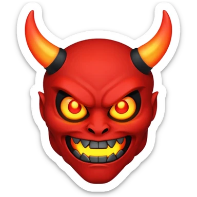 A red demon that is LED and black and is glowing sticker