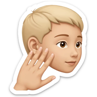 Hand touching ear sticker