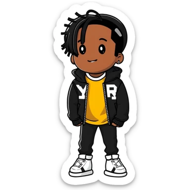 ASAP Rocky with his signature style and fashion sticker