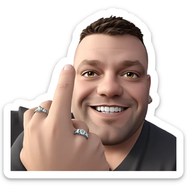 smiling boy with jewelry sticker