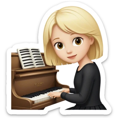 blonde girl playing piano sticker