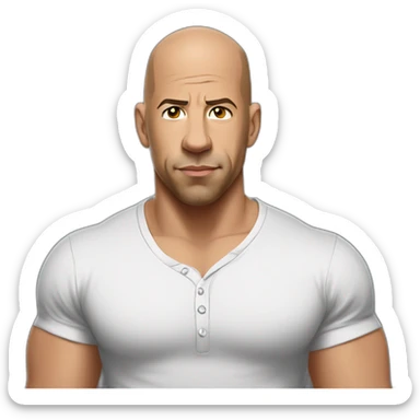 vin diesel serious cartoon wearing henley  sticker