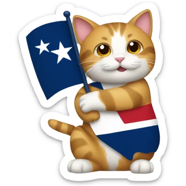 cat hugging texas flag sticker