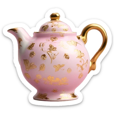 Pink and gold detailed porcelain  tea pot  sticker