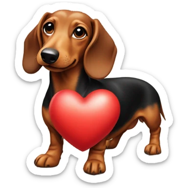 Dachshund with a heart sticker