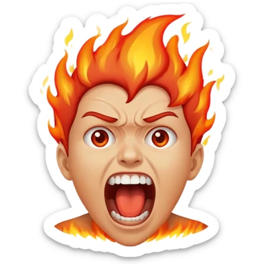 screaming with fire coming out of head  sticker